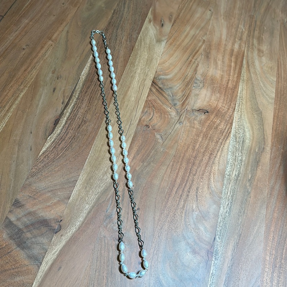 19” Fresh Water Pearl with Crystal and Sterling Silver Accents